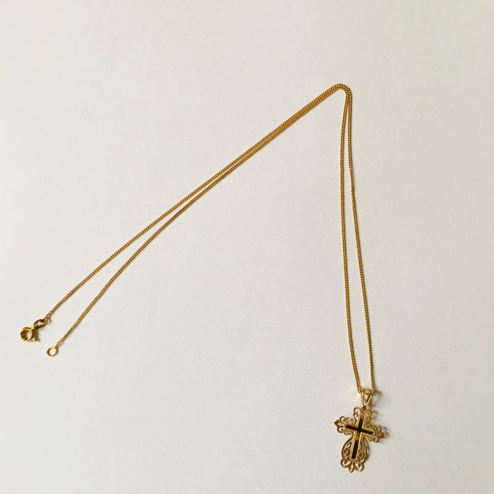 Real 18k Solid Gold Chain & 14k Real Solid Gold Cross Pendant😍🛍